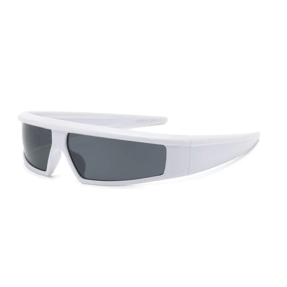 White‎ Wrap Around Shield Sunglasses Men Futuristic Y2K Cyberpunk Sport Shades